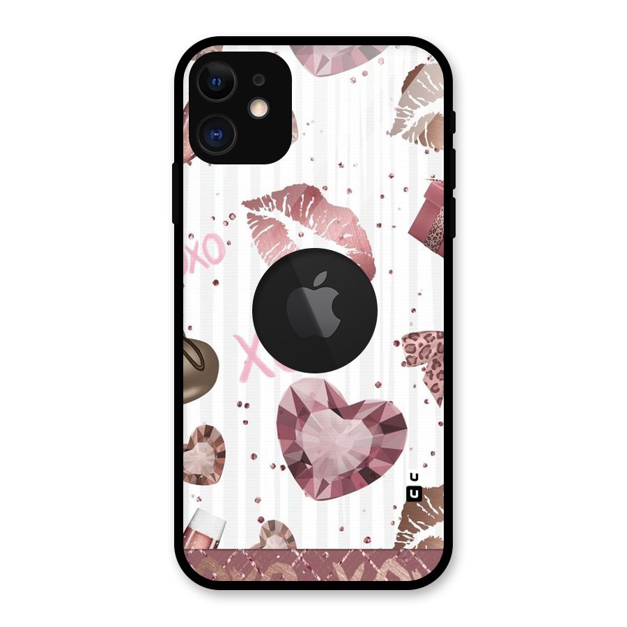Wine Lip xoxo Glass Back Case for iPhone 11 Logo Cut