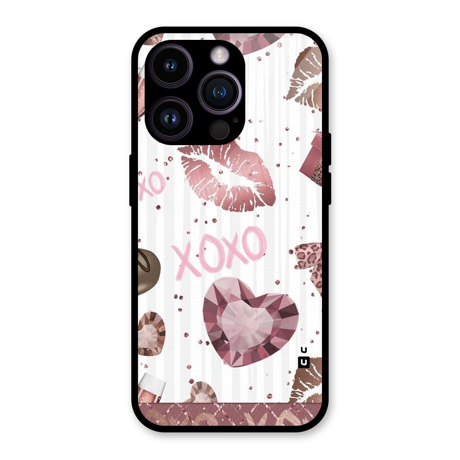 Wine Lip xoxo Glass Back Case for iPhone 14 Pro