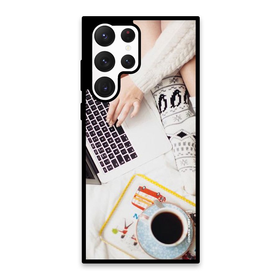 Winter Relaxation Glass Back Case for Galaxy S22 Ultra 5G