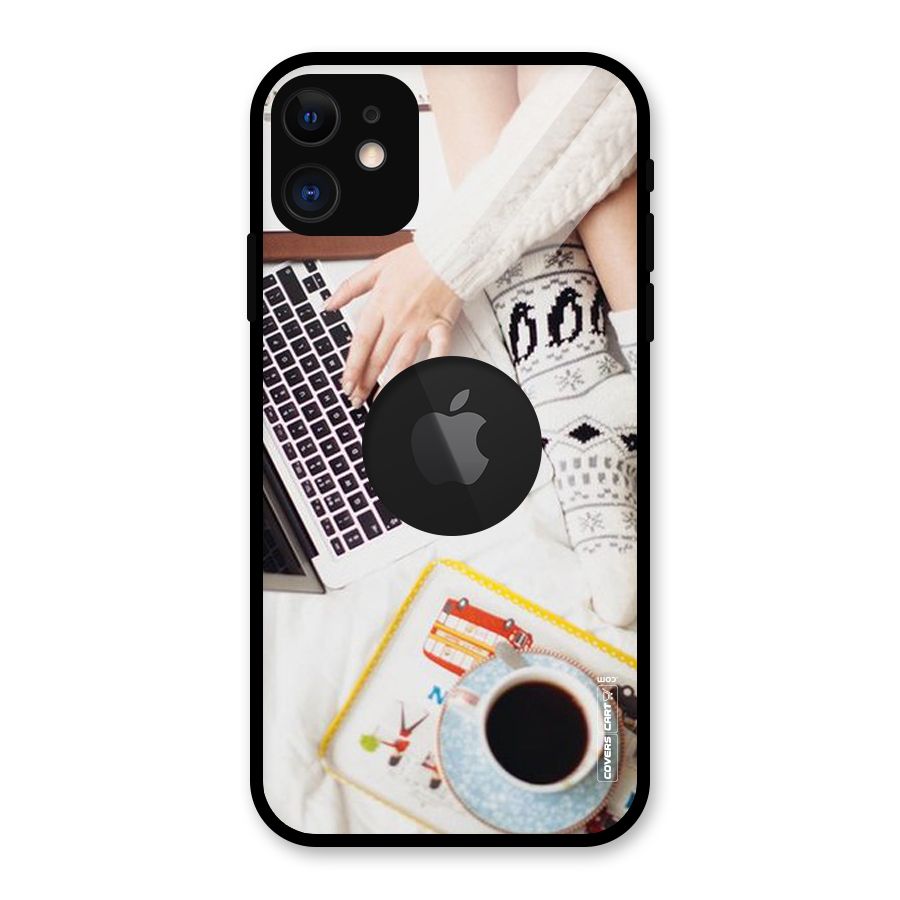 Winter Relaxation Glass Back Case for iPhone 11 Logo Cut