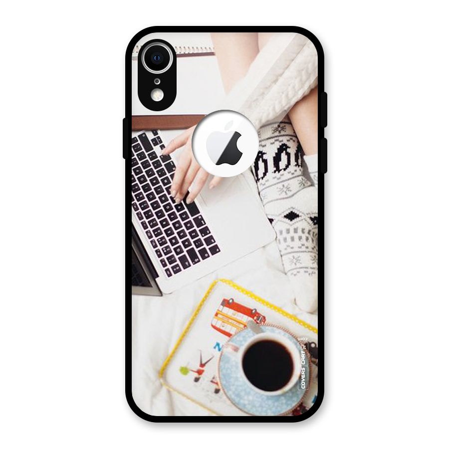 Winter Relaxation Glass Back Case for iPhone XR Logo Cut