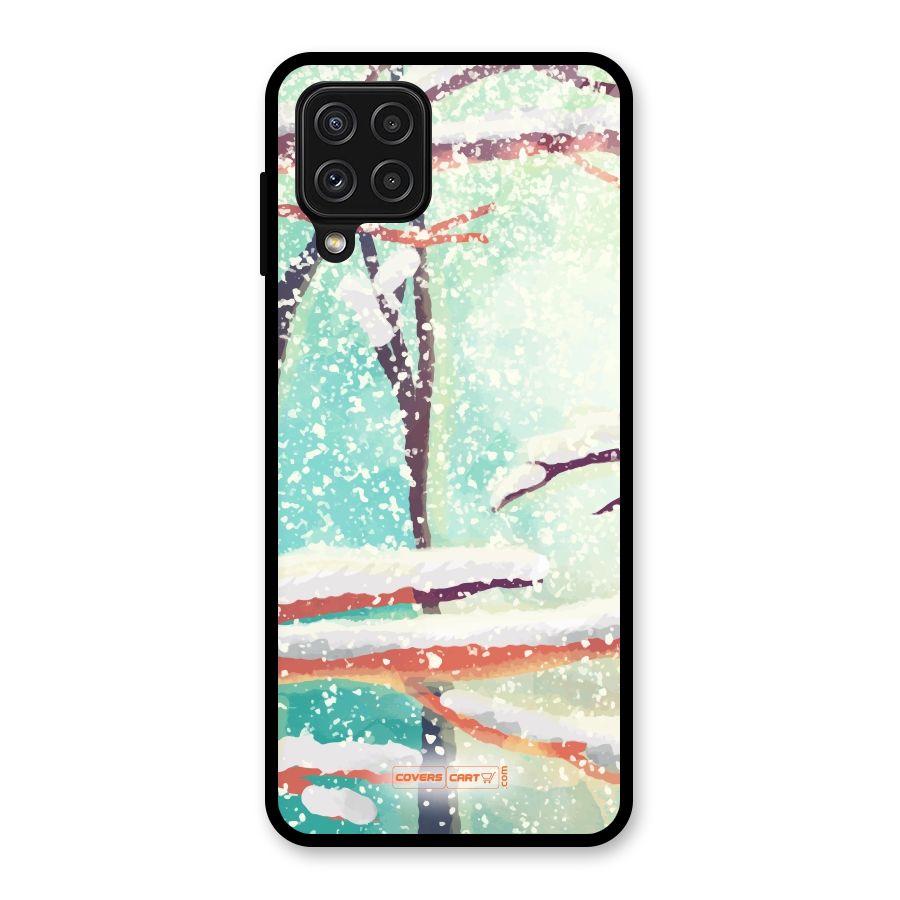 Winter Season Glass Back Case for Galaxy A22 4G