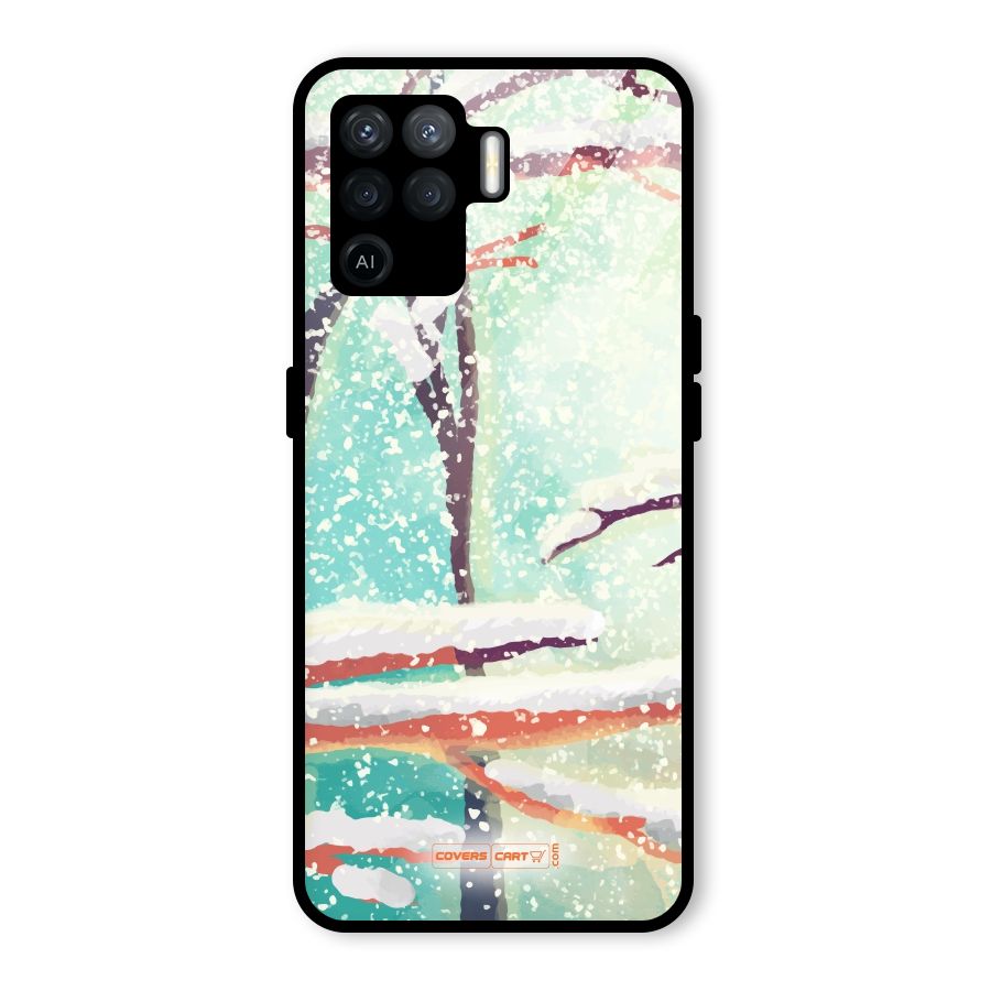 Winter Season Glass Back Case for Oppo F19 Pro