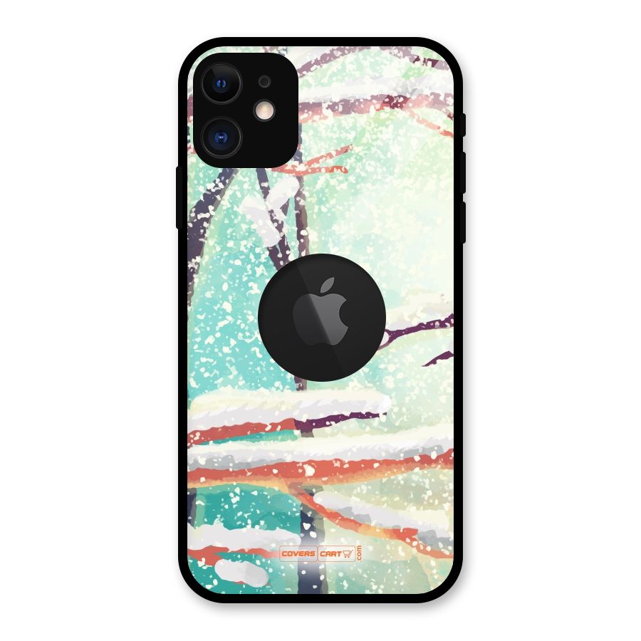 Winter Season Glass Back Case for iPhone 11 Logo Cut