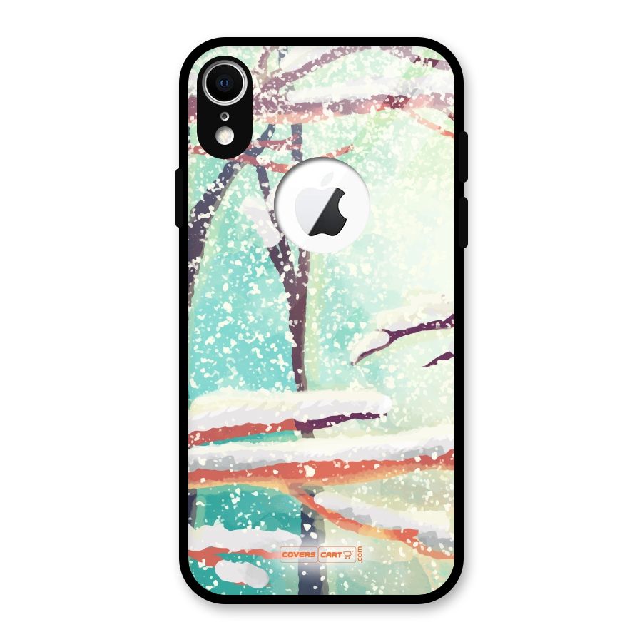 Winter Season Glass Back Case for iPhone XR Logo Cut