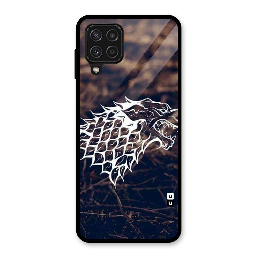 Wolf In White Glass Back Case for Galaxy A22 4G