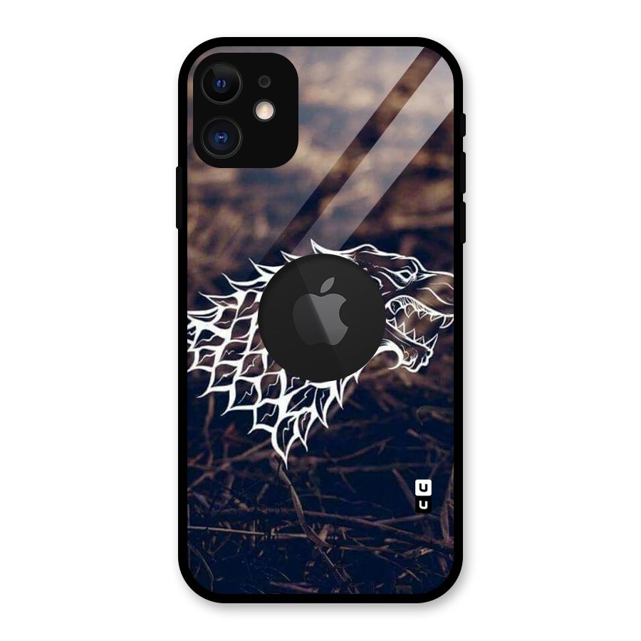 Wolf In White Glass Back Case for iPhone 11 Logo Cut