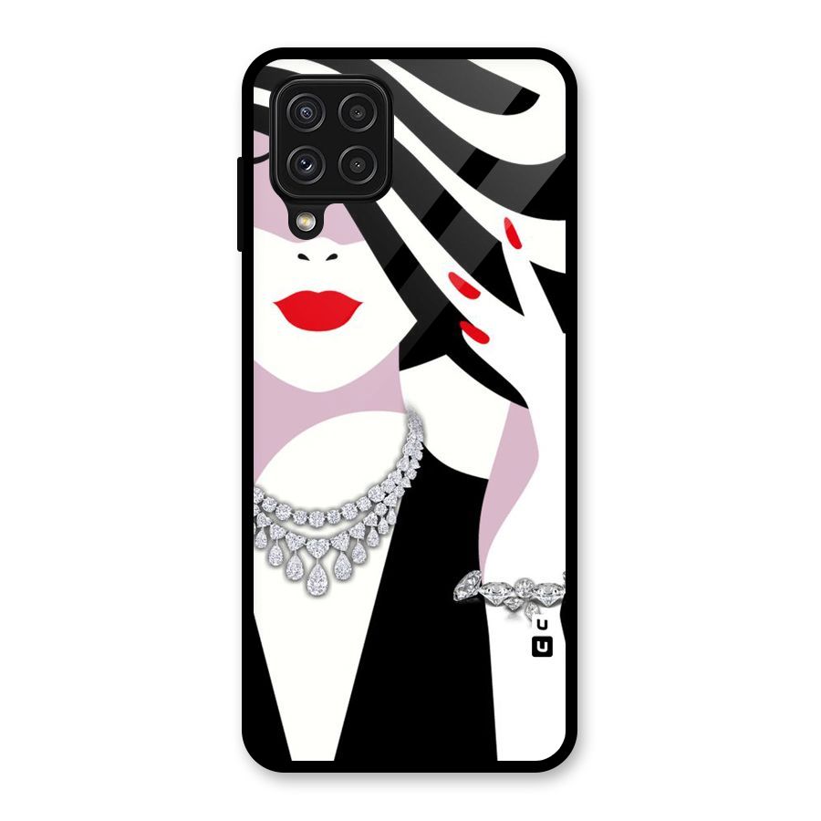 Women Beauty Glass Back Case for Galaxy A22 4G