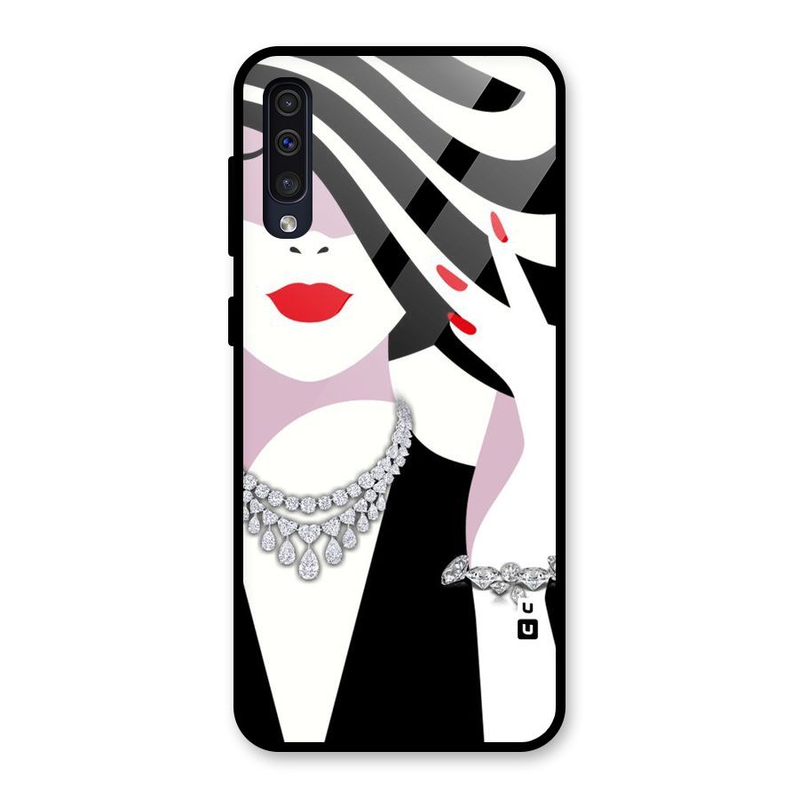 Women Beauty Glass Back Case for Galaxy A50