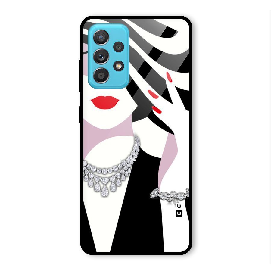 Women Beauty Glass Back Case for Galaxy A52