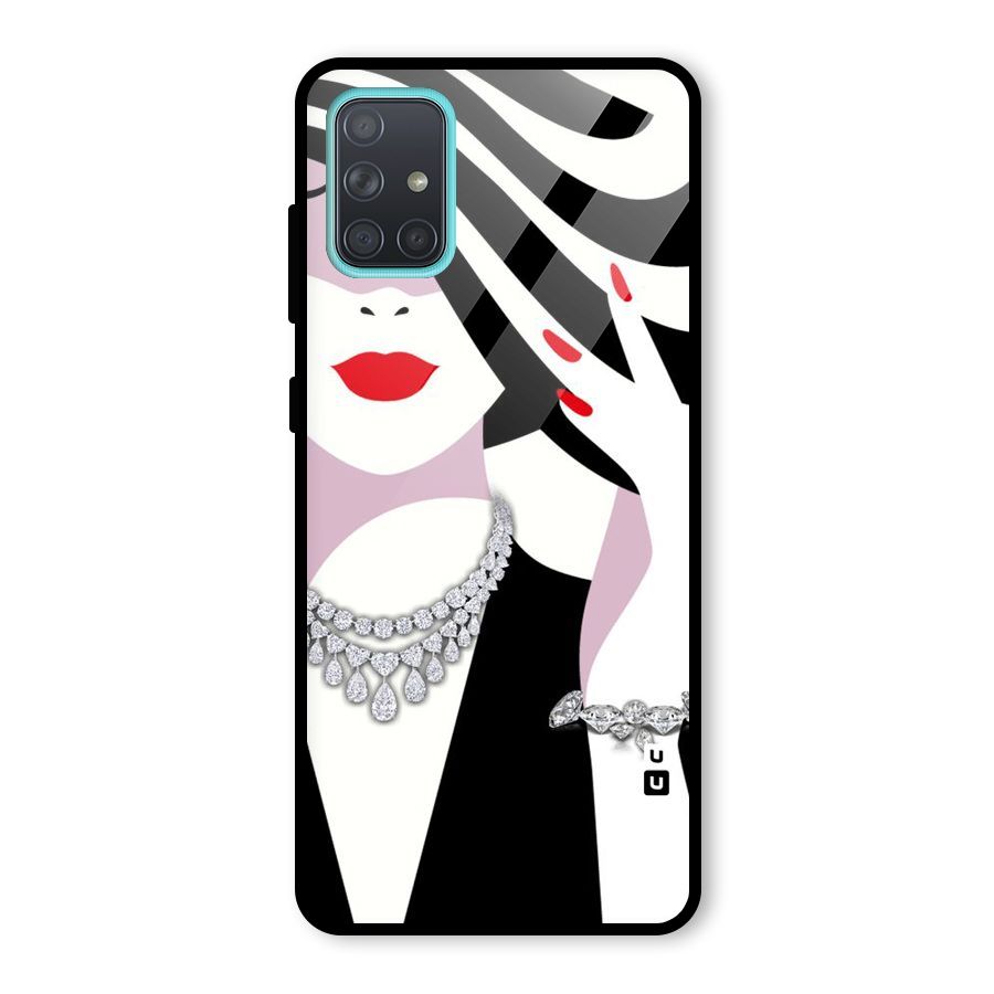 Women Beauty Glass Back Case for Galaxy A71