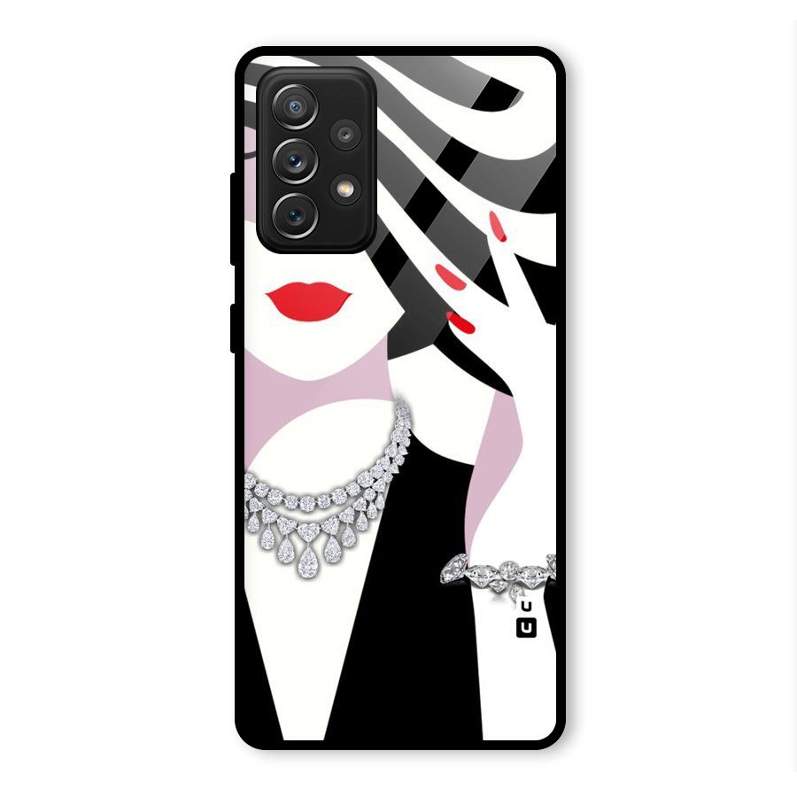 Women Beauty Glass Back Case for Galaxy A72