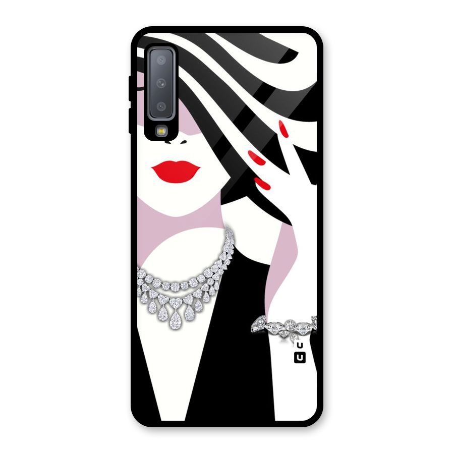 Women Beauty Glass Back Case for Galaxy A7 (2018)