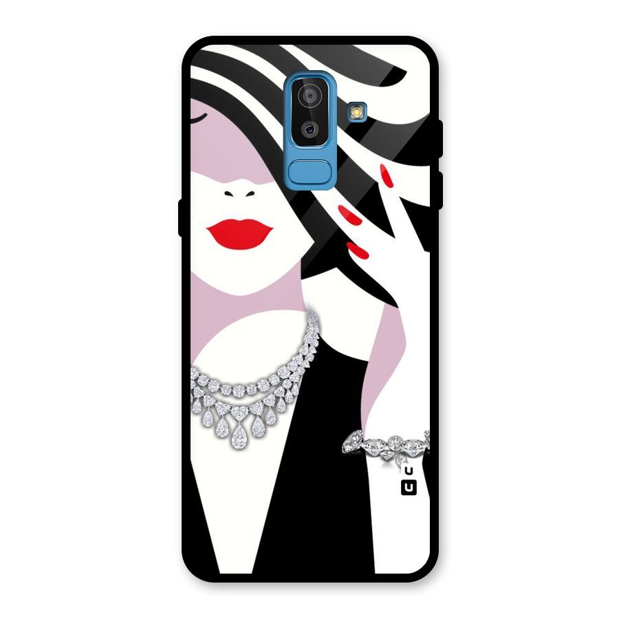 Women Beauty Glass Back Case for Galaxy J8
