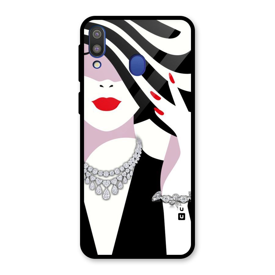 Women Beauty Glass Back Case for Galaxy M20