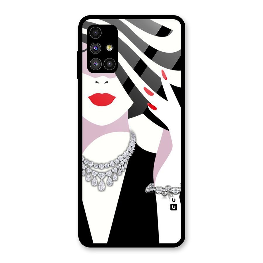 Women Beauty Glass Back Case for Galaxy M51