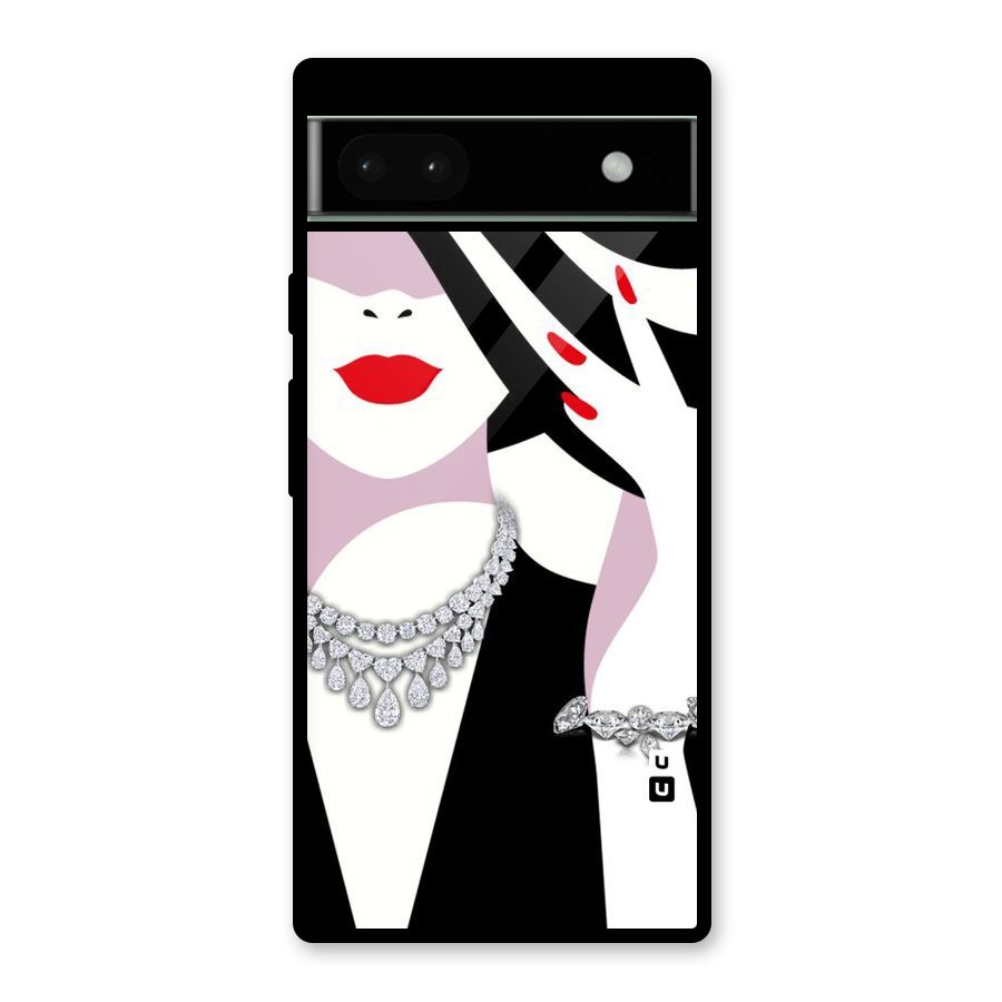 Women Beauty Glass Back Case for Google Pixel 6a