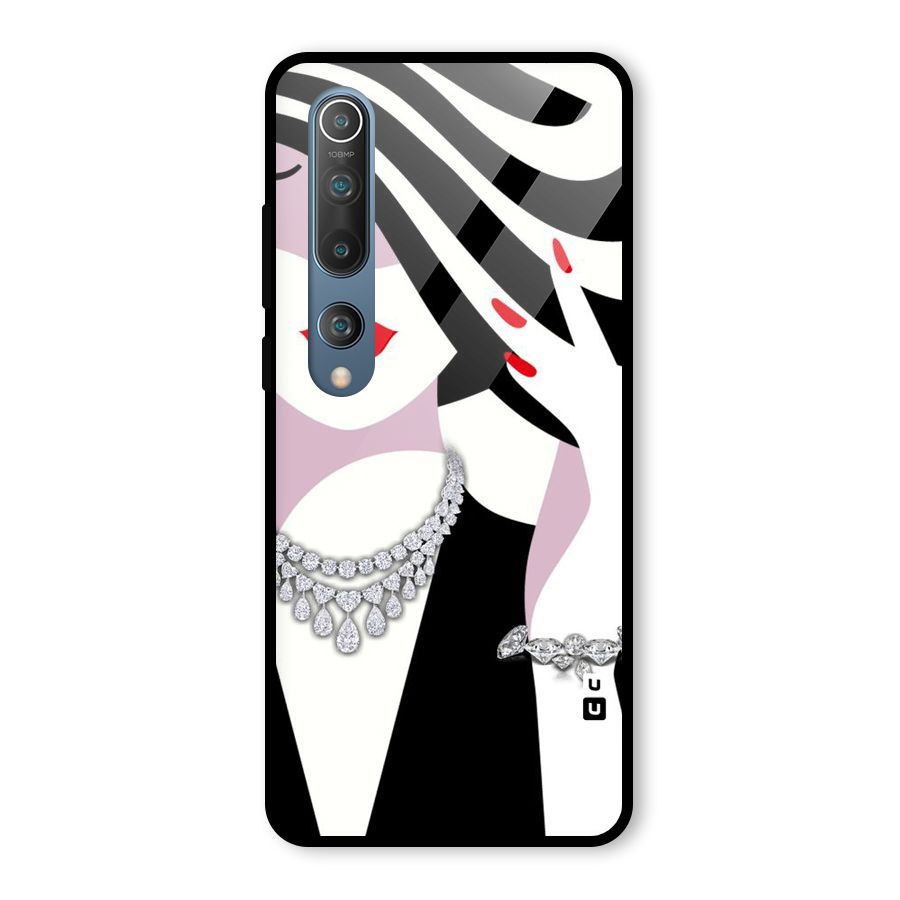 Women Beauty Glass Back Case for Mi 10