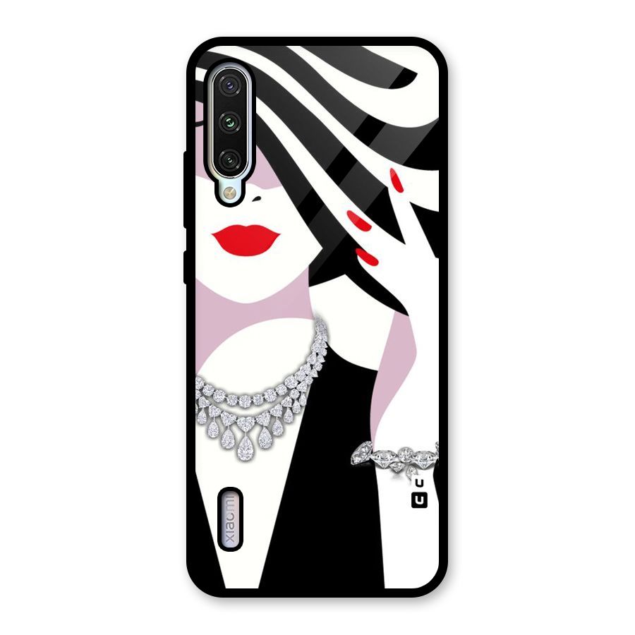 Women Beauty Glass Back Case for Mi A3