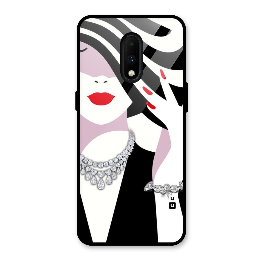 Women Beauty Glass Back Case for OnePlus 7