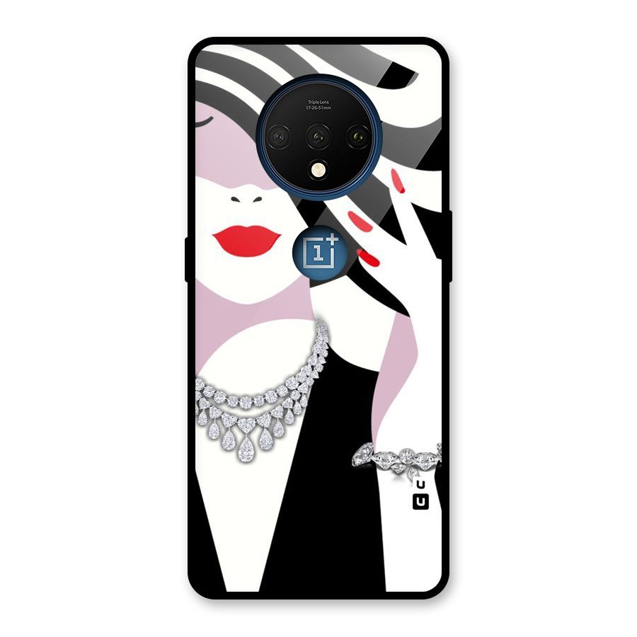 Women Beauty Glass Back Case for OnePlus 7T