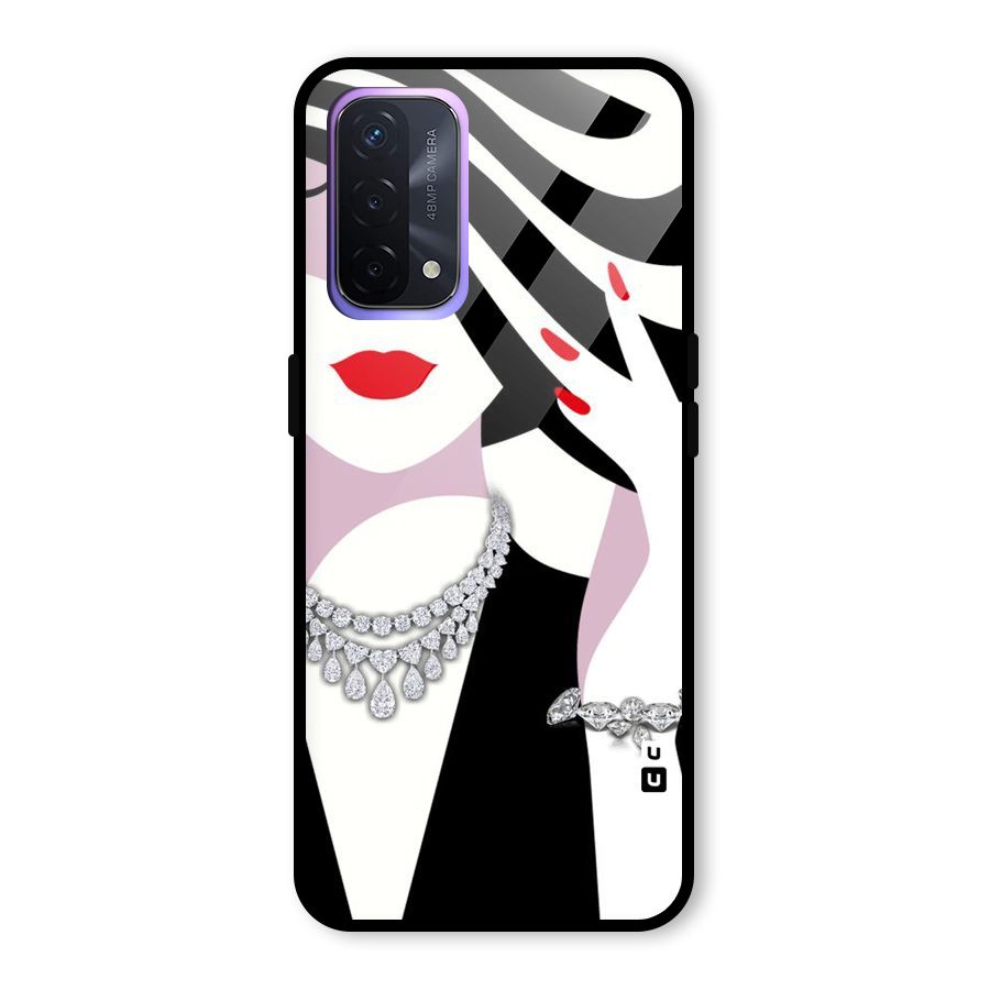 Women Beauty Glass Back Case for Oppo A74 5G