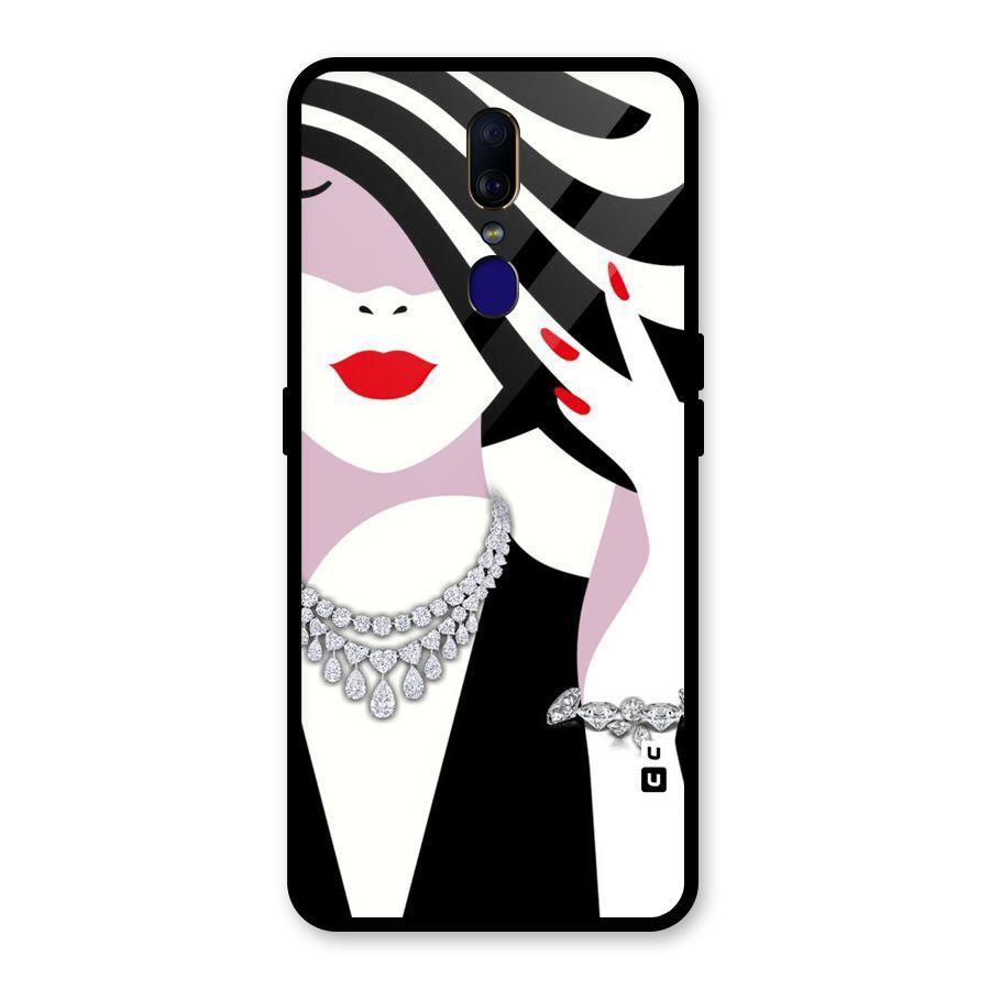 Women Beauty Glass Back Case for Oppo F11