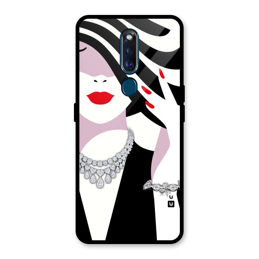 Women Beauty Glass Back Case for Oppo F11 Pro
