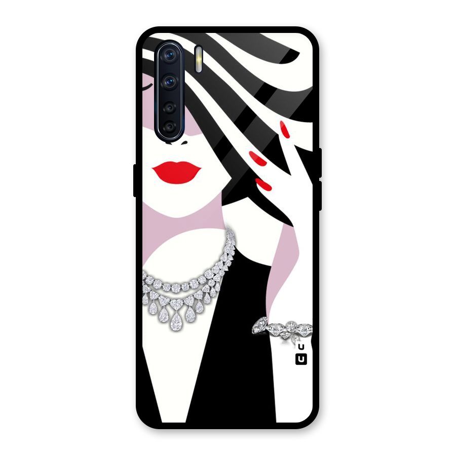 Women Beauty Glass Back Case for Oppo F15