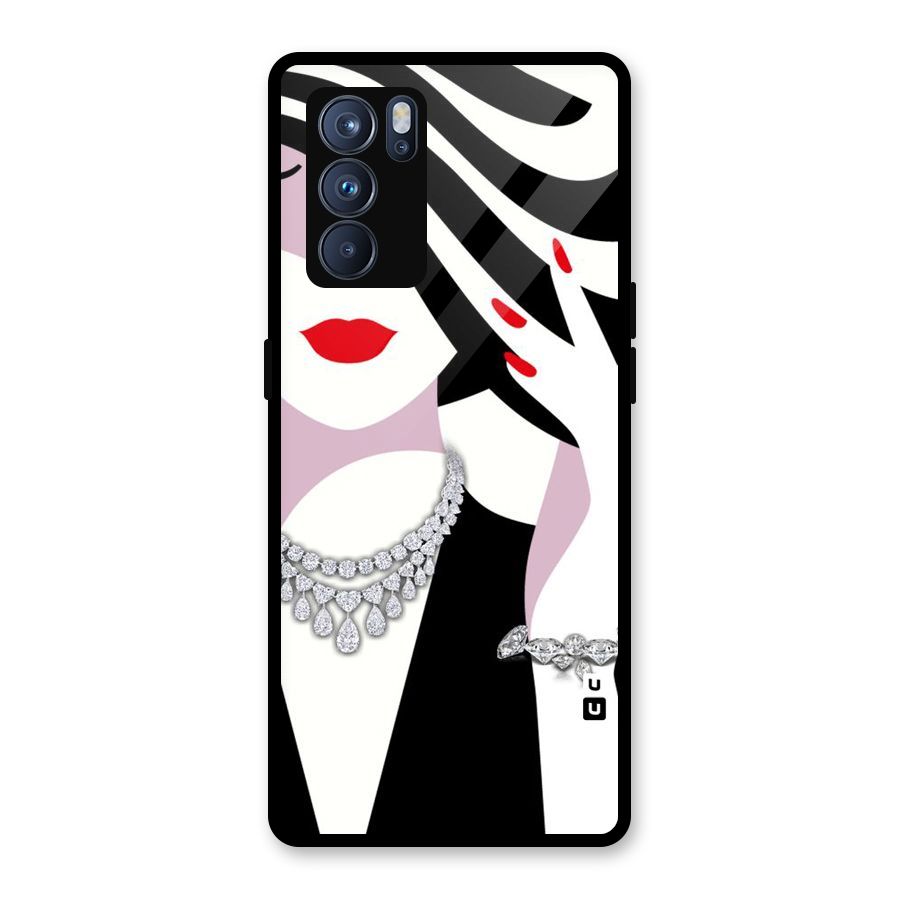 Women Beauty Glass Back Case for Oppo Reno6 Pro 5G