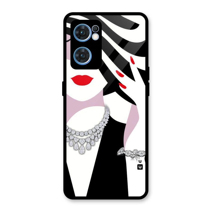 Women Beauty Glass Back Case for Oppo Reno7 5G