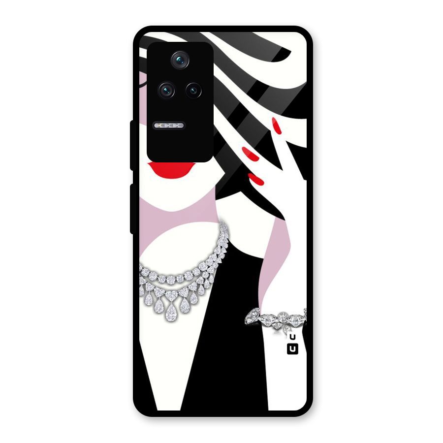 Women Beauty Glass Back Case for Poco F4 5G