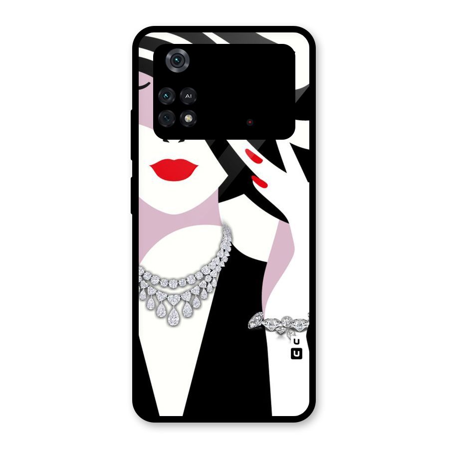 Women Beauty Glass Back Case for Poco M4 Pro 4G