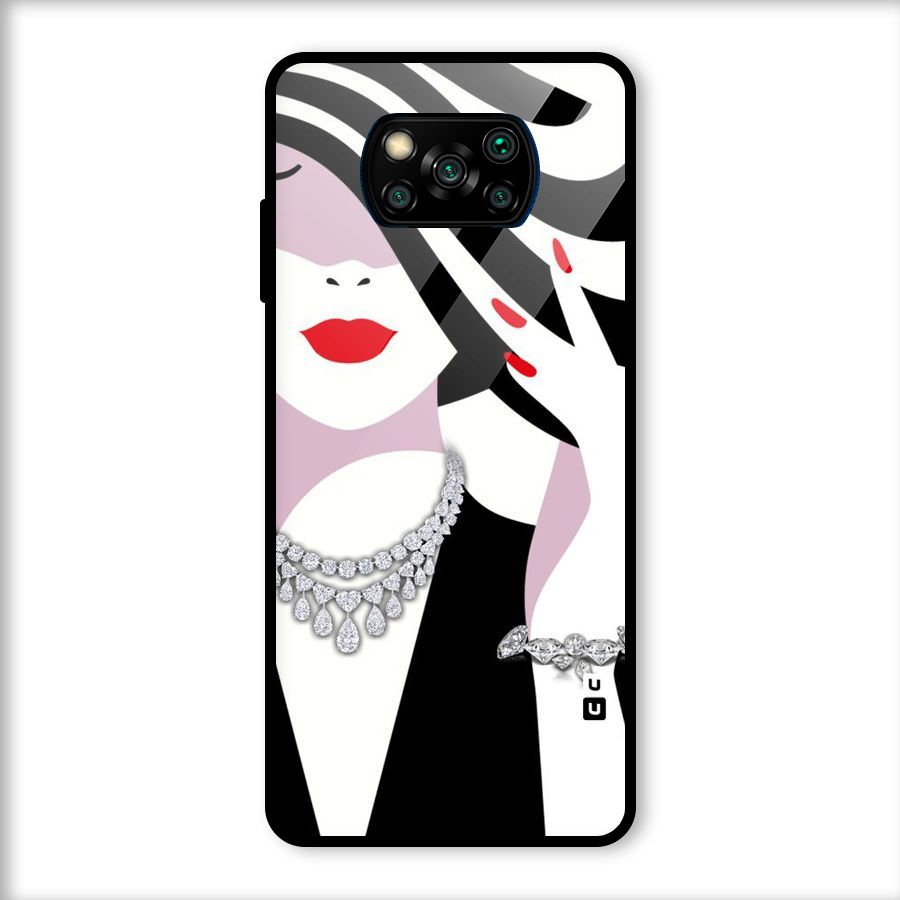 Women Beauty Glass Back Case for Poco X3