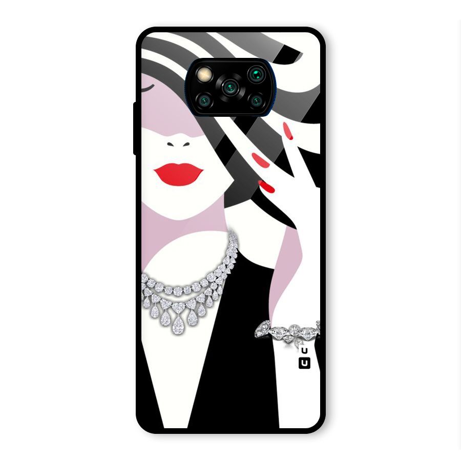 Women Beauty Glass Back Case for Poco X3 Pro