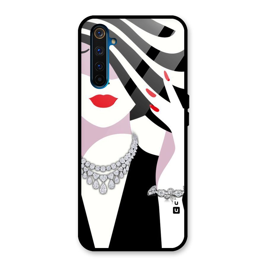 Women Beauty Glass Back Case for Realme 6 Pro