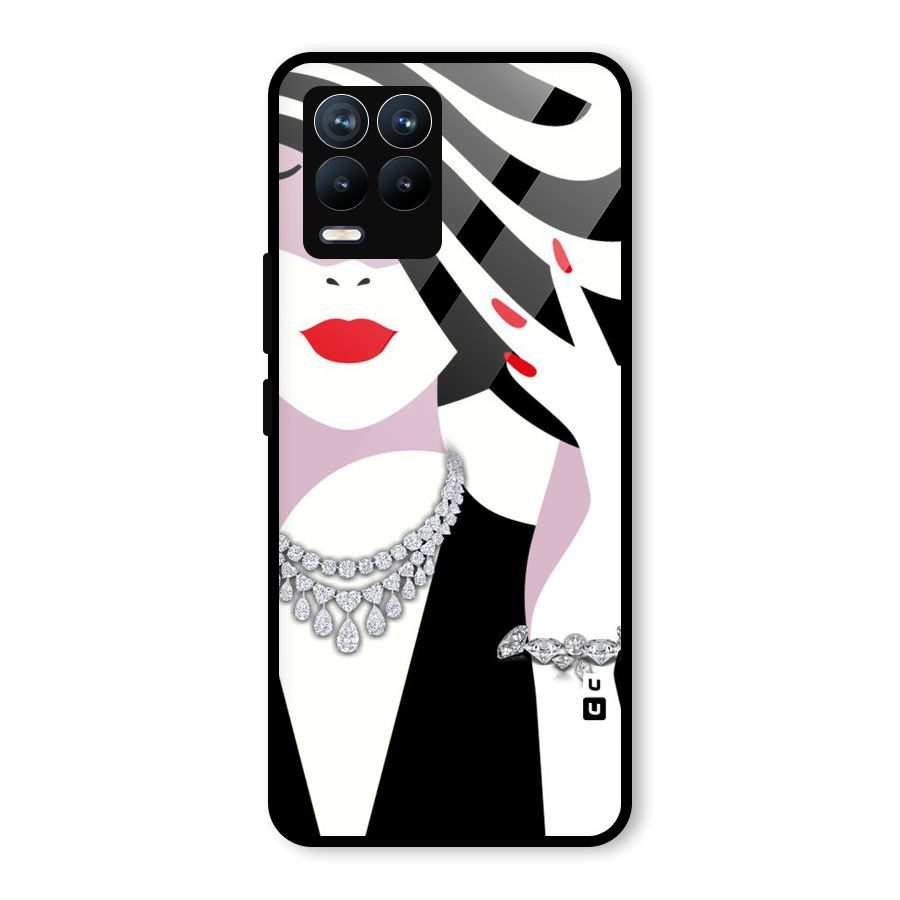 Women Beauty Glass Back Case for Realme 8