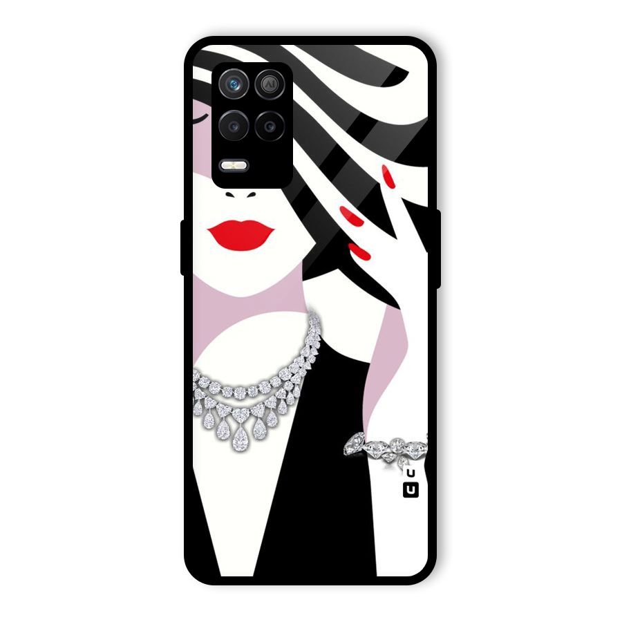 Women Beauty Glass Back Case for Realme 8 5G