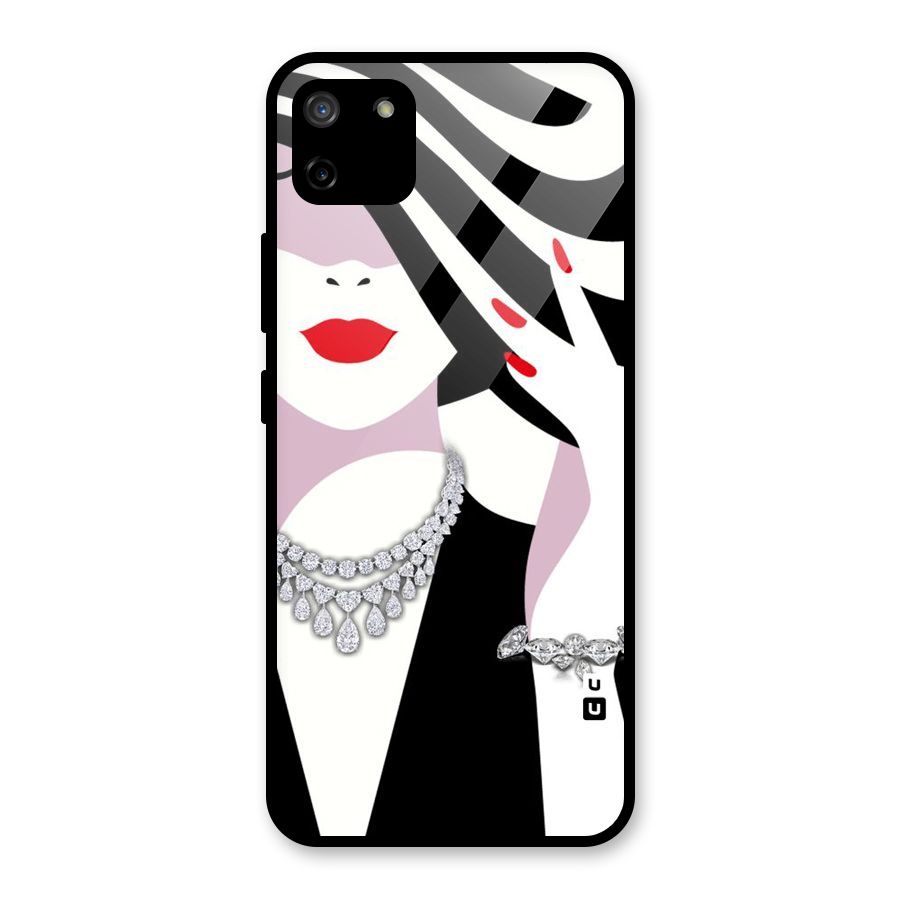 Women Beauty Glass Back Case for Realme C11