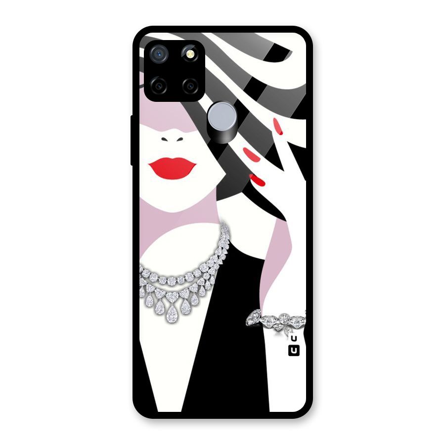Women Beauty Glass Back Case for Realme C12
