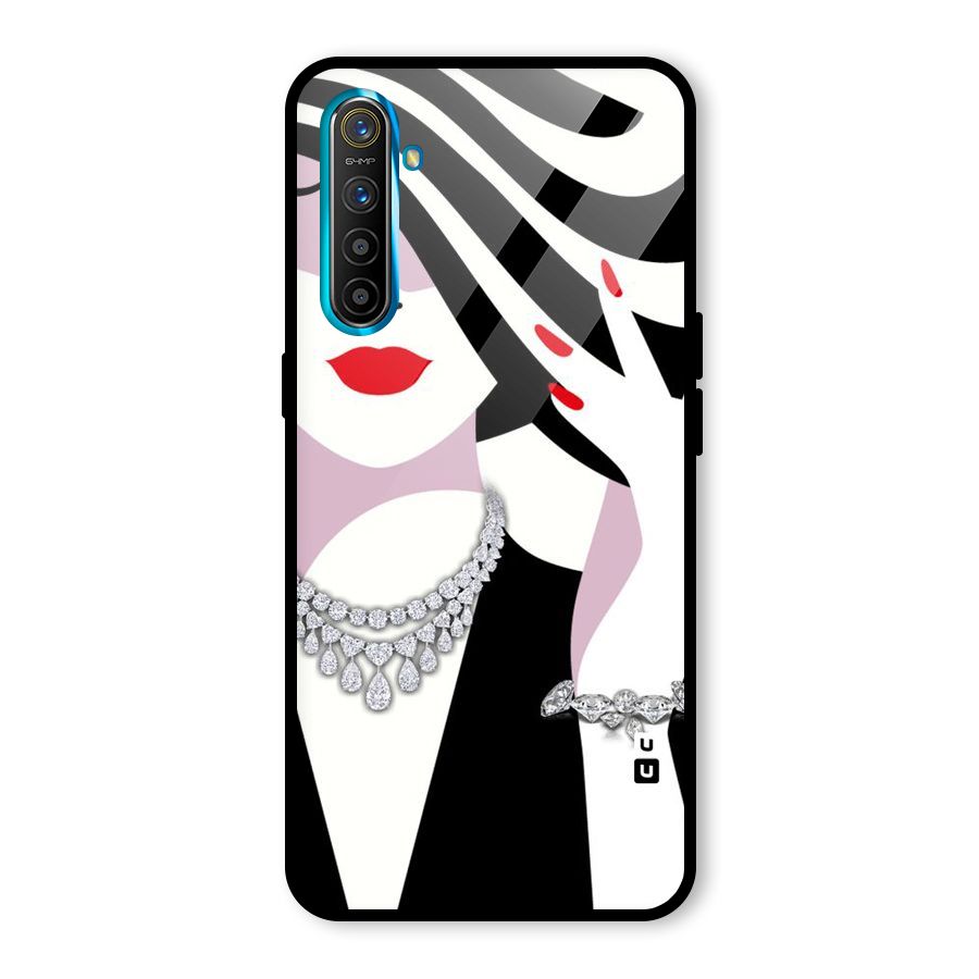 Women Beauty Glass Back Case for Realme X2