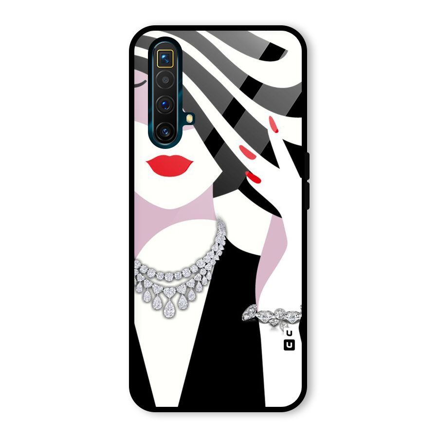 Women Beauty Glass Back Case for Realme X3