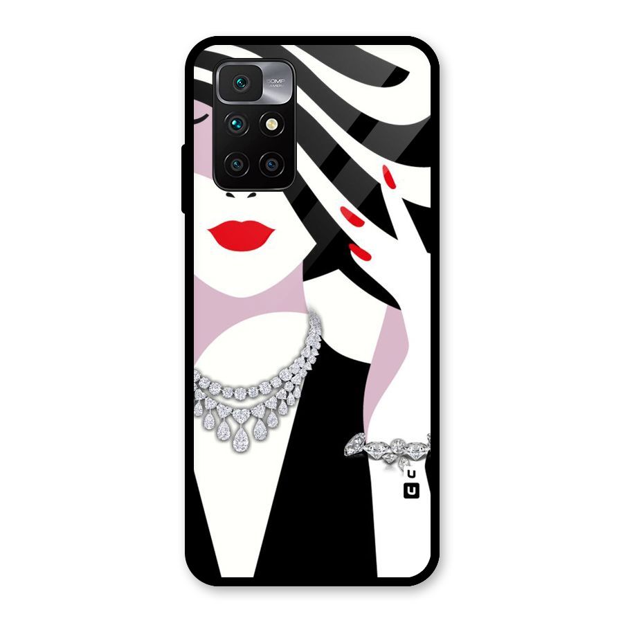 Women Beauty Glass Back Case for Redmi 10 Prime