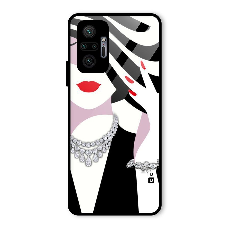 Women Beauty Glass Back Case for Redmi Note 10 Pro
