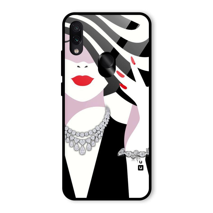 Women Beauty Glass Back Case for Redmi Note 7 Pro