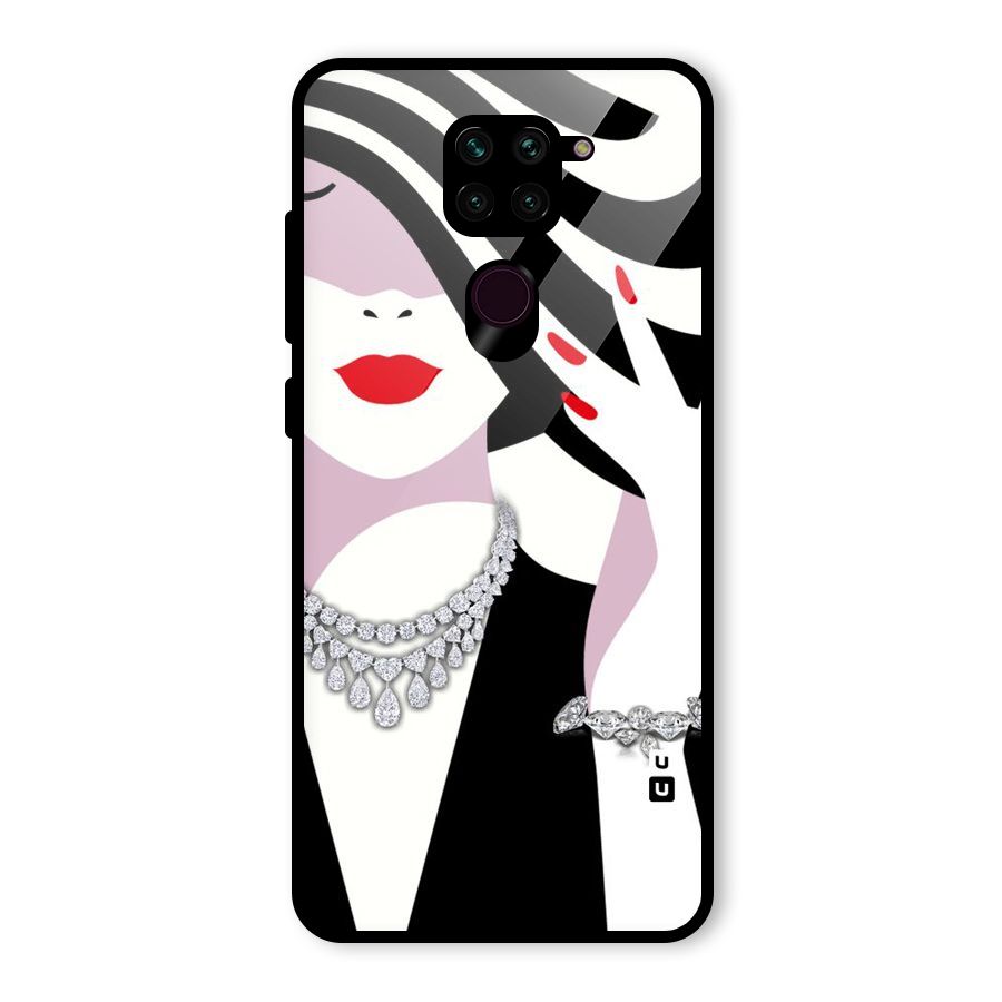Women Beauty Glass Back Case for Redmi Note 9