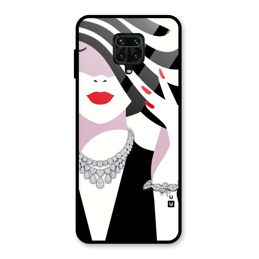 Women Beauty Glass Back Case for Redmi Note 9 Pro