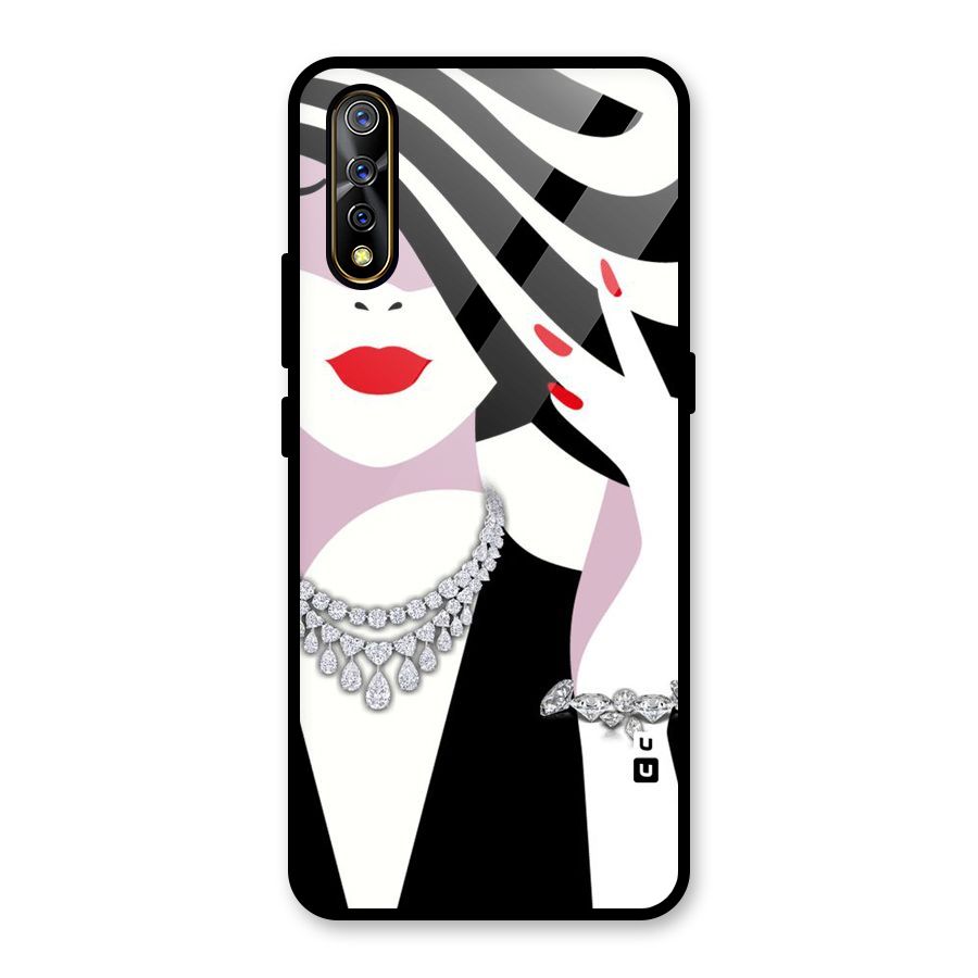 Women Beauty Glass Back Case for Vivo S1
