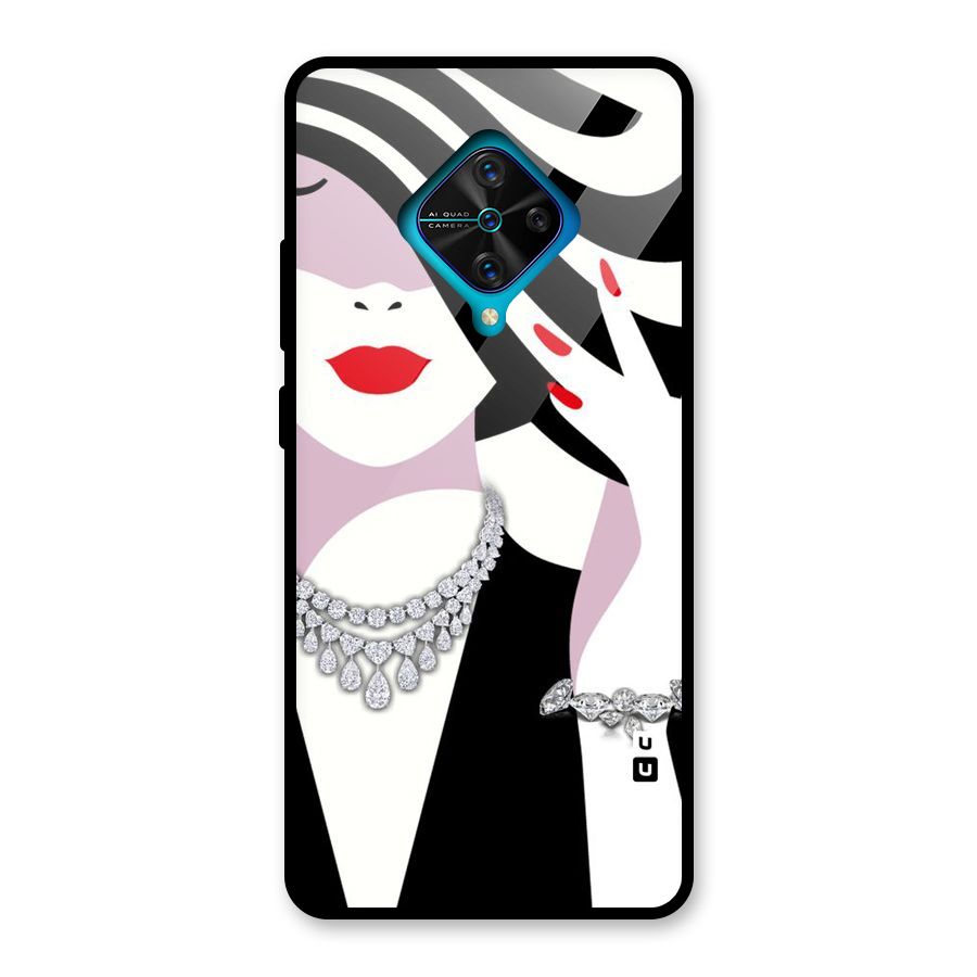 Women Beauty Glass Back Case for Vivo S1 Pro