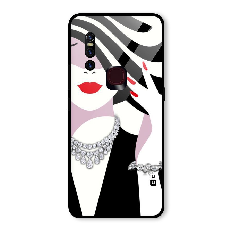 Women Beauty Glass Back Case for Vivo V15